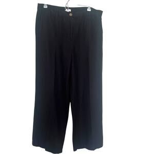 J.Jill Women's Linen Blend Wide Leg Trouser Pants Black Size 12